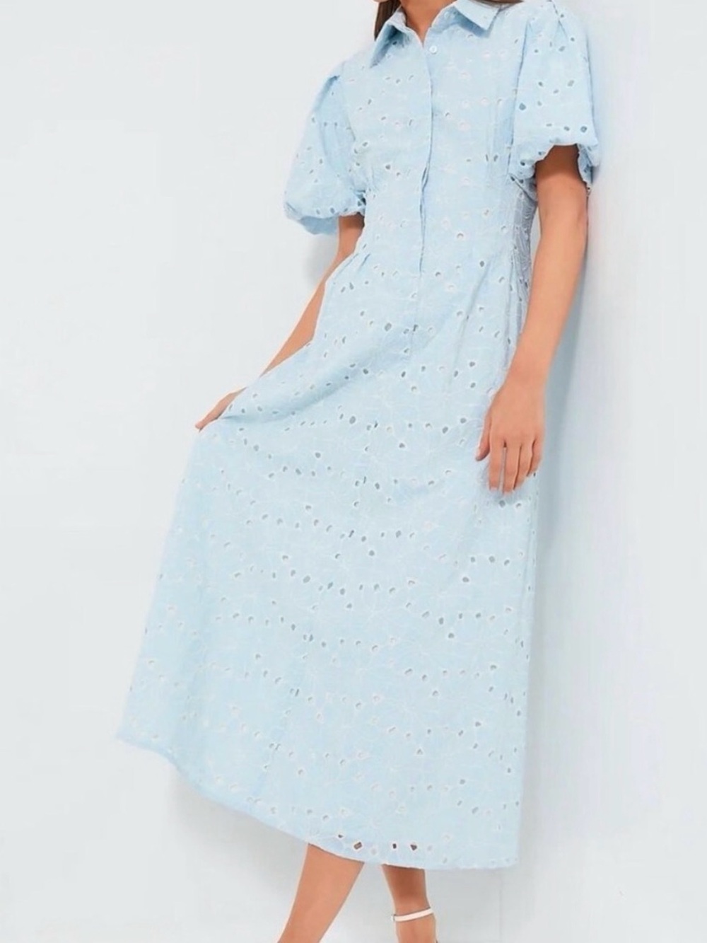 Tuckernuck Light Blue Eyelet Midi Dress